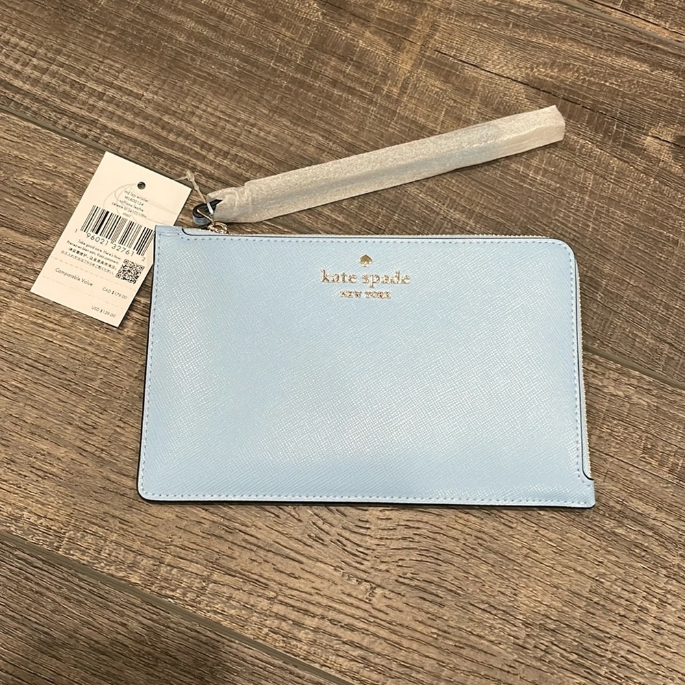 Brand new! Kate spade Staci Celeste Blue Medium L Zip Wristlet